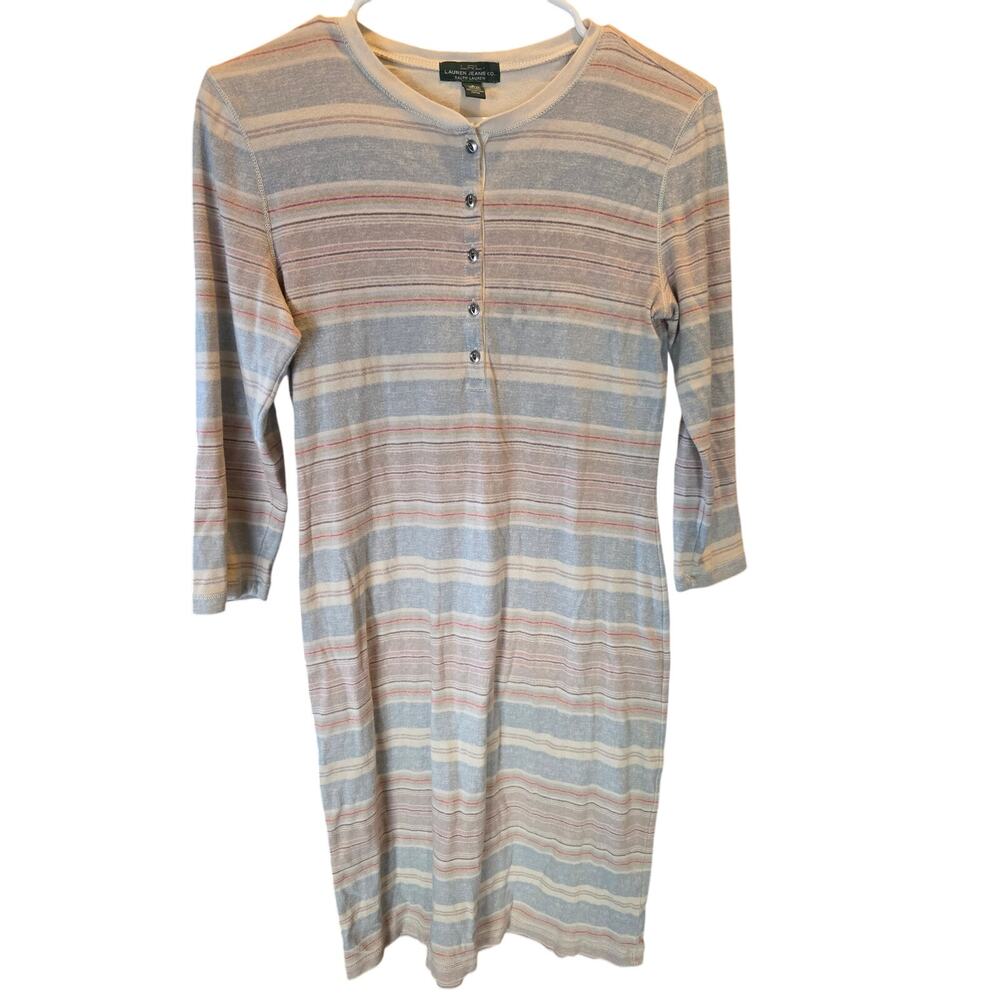Vintage Lauren Ralph Lauren Striped Midi Dress S Womens Multicolor Coastal